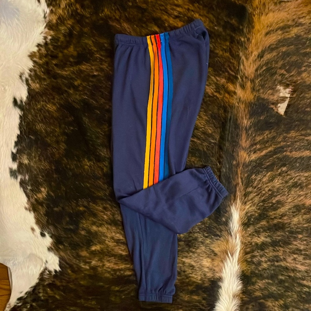 Aviator Nation Women’s Navy 5 stripe Joggers. Size Small
